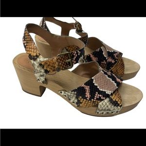 Madewell Womens Johanna Crisscross Snake Leather Clog Sandals Size 7.5